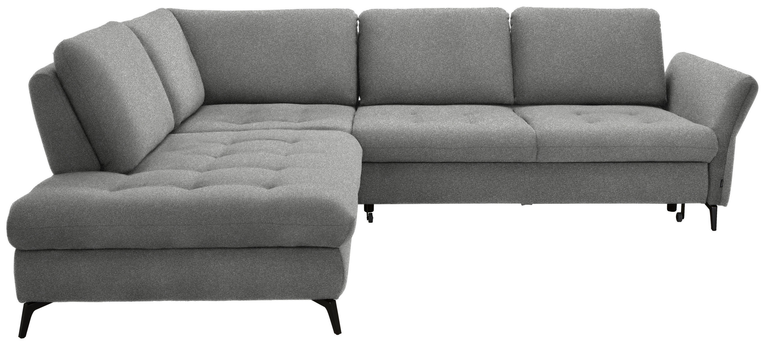 ECKSOFA in Bouclé Hellgrau  - Hellgrau/Schwarz, Natur, Textil/Metall (233/288cm) - Valnatura