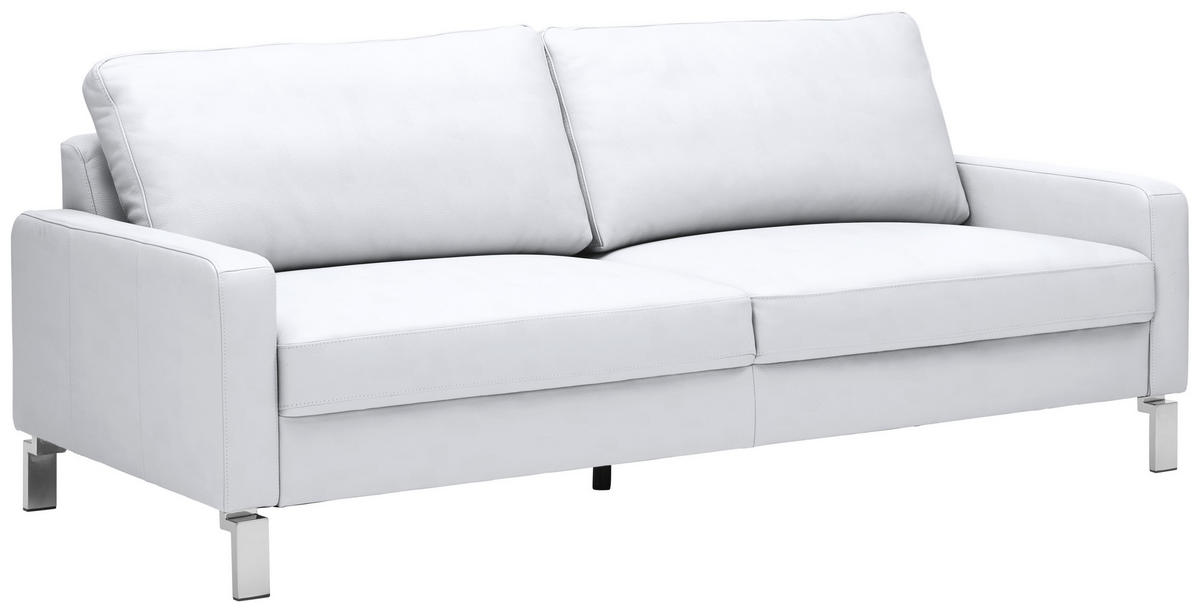 2-SITZER-SOFA in Echtleder Weiss  - Chromfarben/Weiss, Design, Leder/Metall (184/81/97cm) - Pure Home Lifestyle