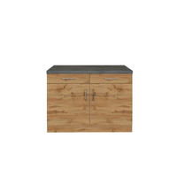 KÜCHENUNTERSCHRANK 100/85/60 cm  in Eichefarben  - Chromfarben/Eichefarben, MODERN, Holzwerkstoff/Metall (100/85/60cm) - Held
