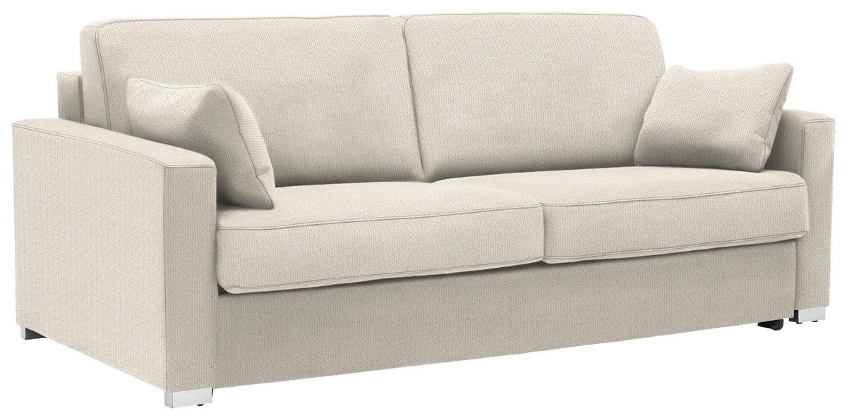 SCHLAFSOFA Webstoff Creme  - Chromfarben/Creme, KONVENTIONELL, Textil/Metall (208/86/97cm) - Novel