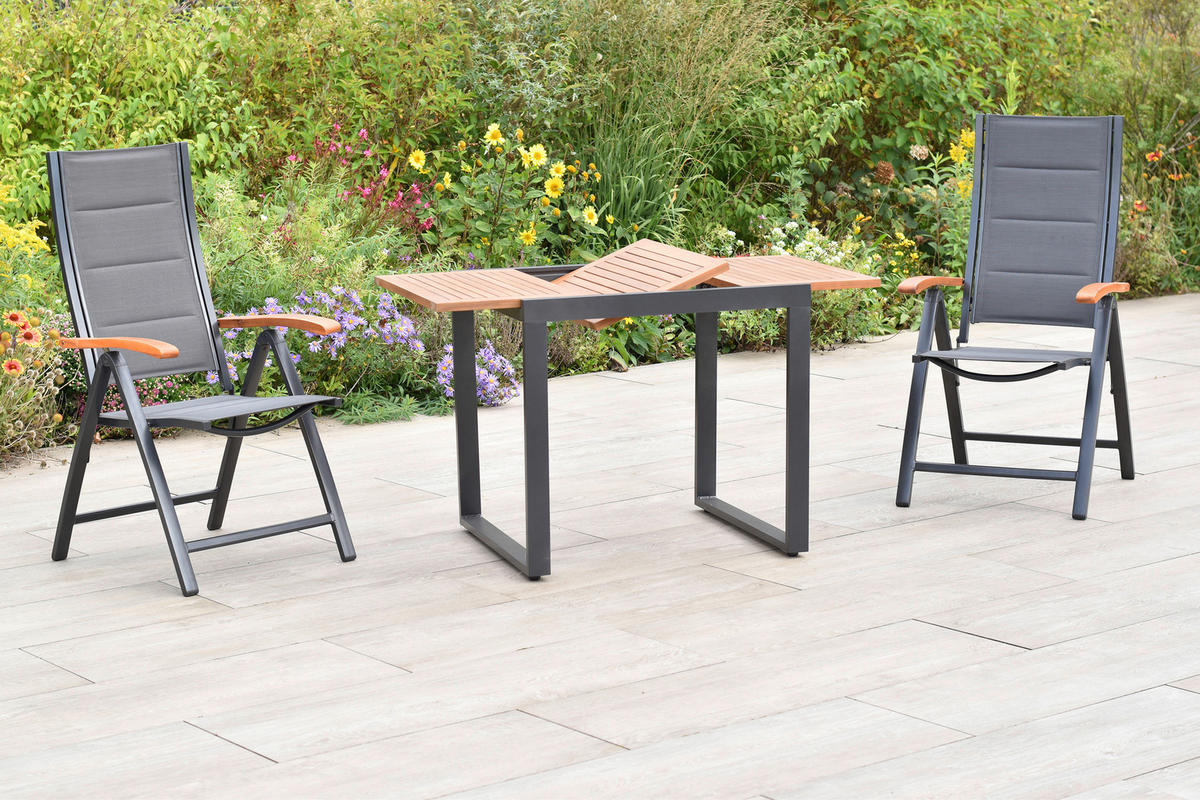GARTENSET Akazie massiv Aluminium  - Graphitfarben/Akaziefarben, MODERN, Holz/Textil - Gardenson