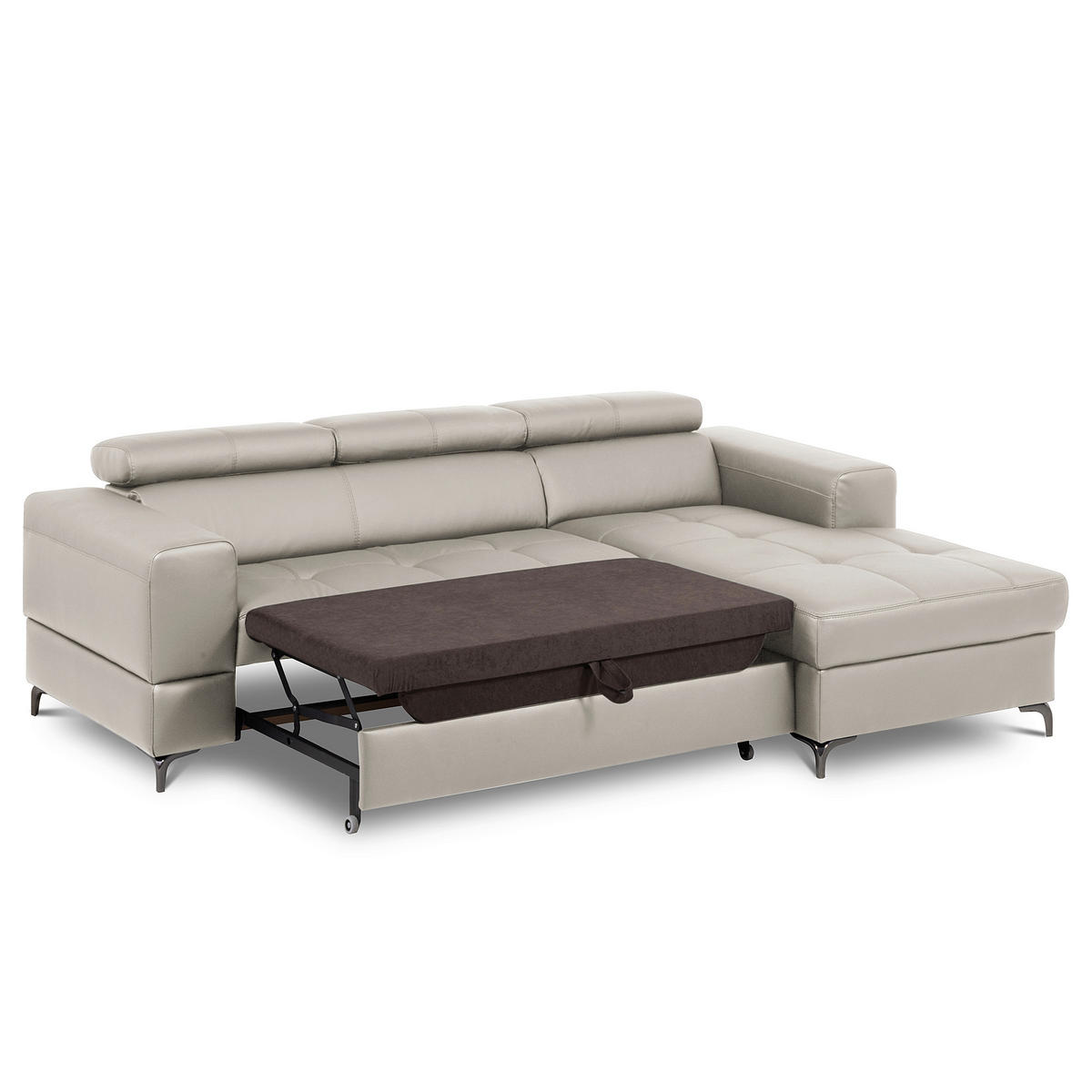 ECKSOFA  in Lederlook Echtleder Platinfarben  - Platinfarben/Schwarz, Design, Leder/Textil (247/173cm) - Livetastic