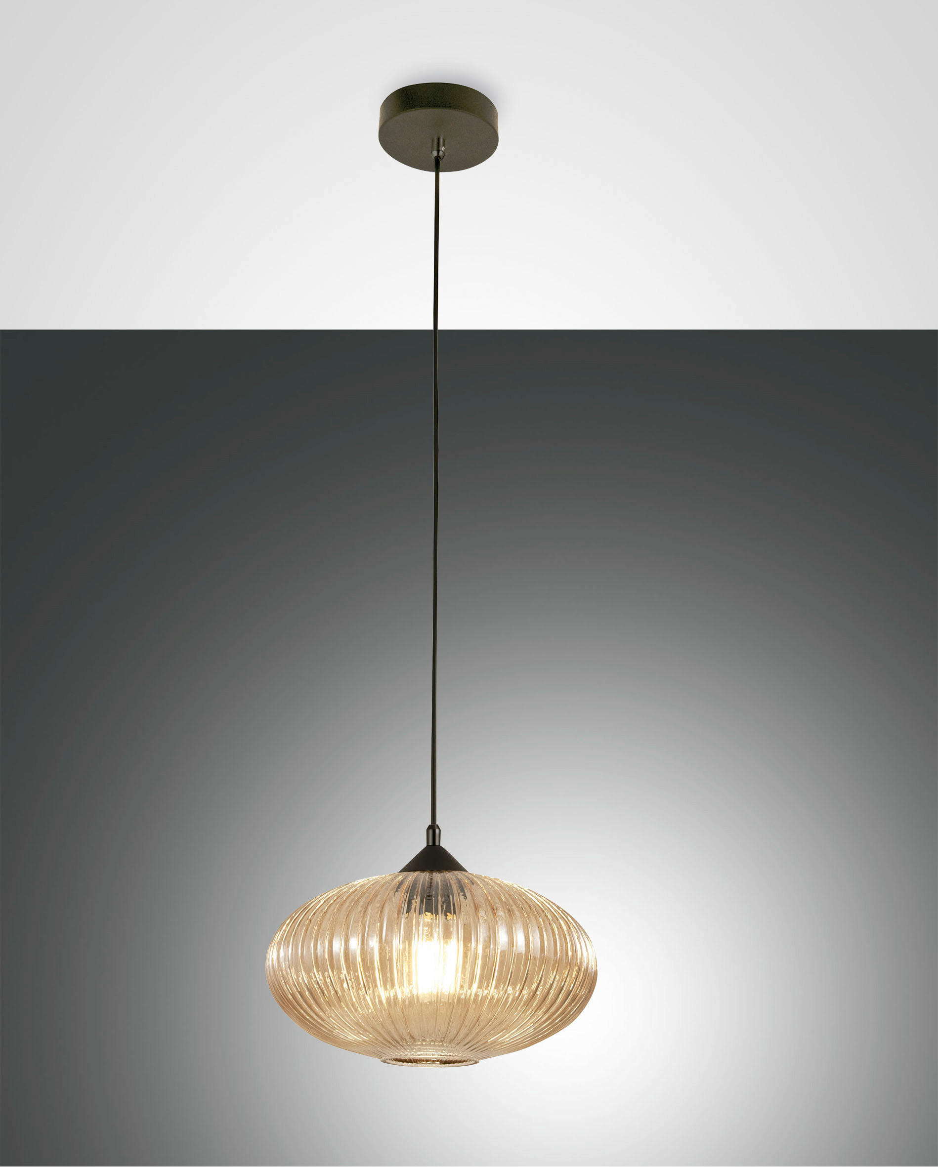 PENDELLEUCHTE Fiordaliso 30/200 cm   - Schwarz, Design, Glas/Metall (30/200cm) - Fabas Luce
