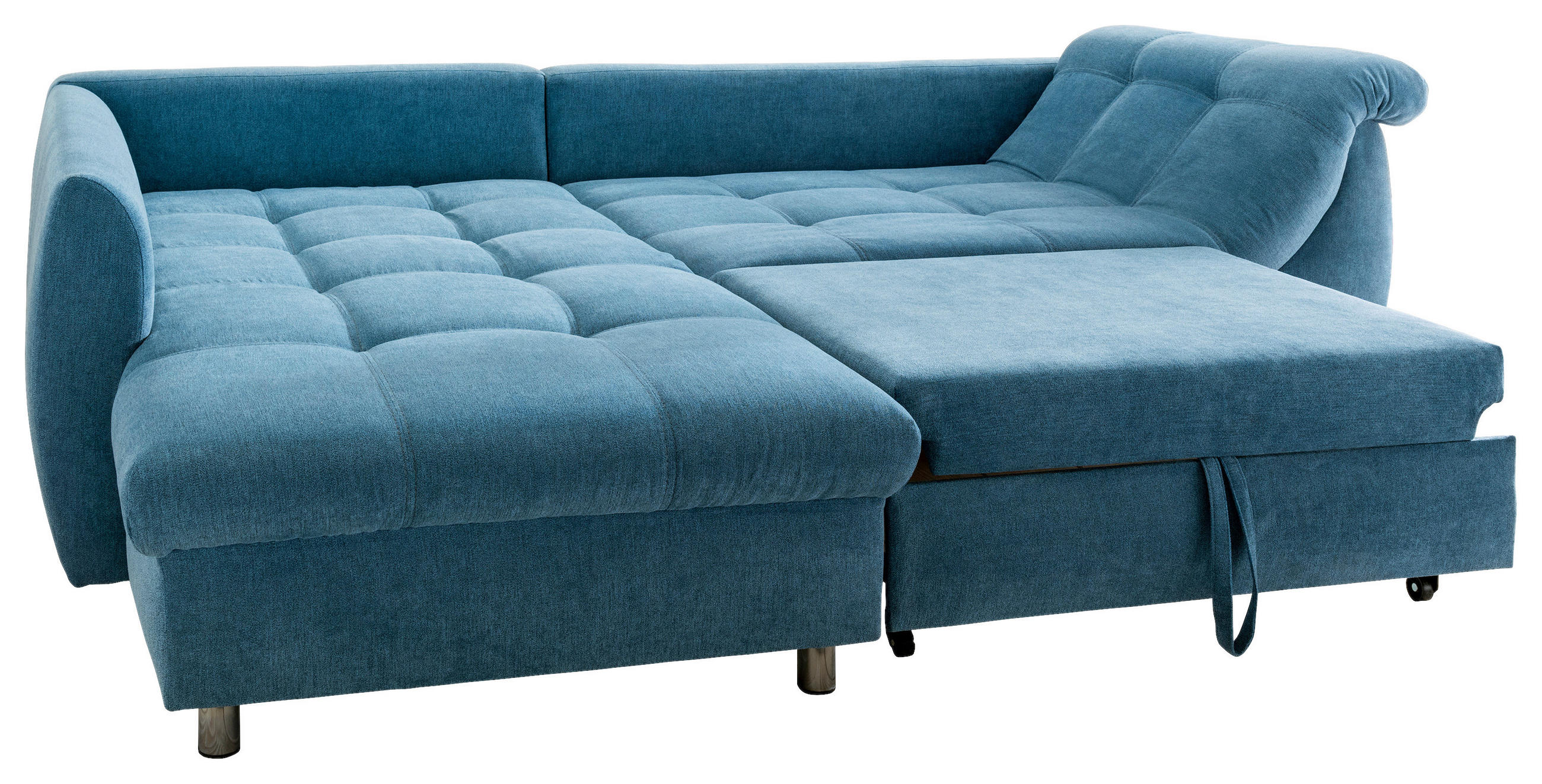 KUTNA GARNITURA tekstil  plava   - srebrne boje/boje kroma, Design, tekstil/plastika (190/250cm) - Livetastic