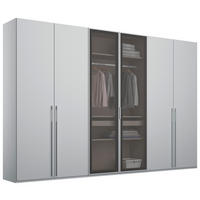 DREHTÜRENSCHRANK 301/235/60 cm,  in Grau, Hellgrau, 6 Tür(en)  - Hellgrau/Grau, Trend, Glas/Holzwerkstoff (301/235/60cm) - Novel