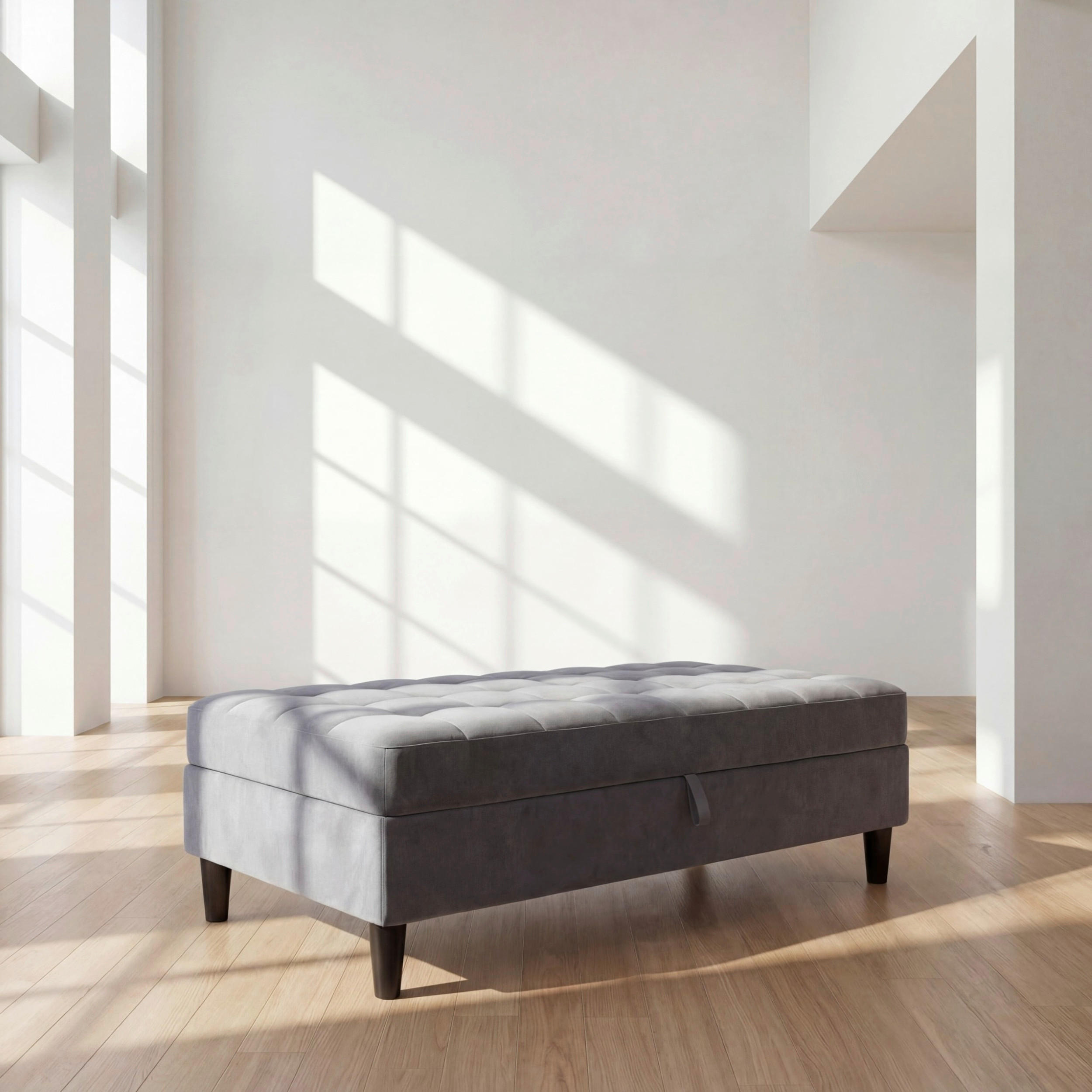 HOCKER PALERMO Velours Dunkelgrau  - Dunkelgrau/Schwarz, Basics, Kunststoff/Textil (130/43/69cm) - Livetastic