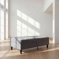 HOCKER PALERMO Velours Dunkelgrau  - Dunkelgrau/Schwarz, Basics, Kunststoff/Textil (130/43/69cm) - Livetastic