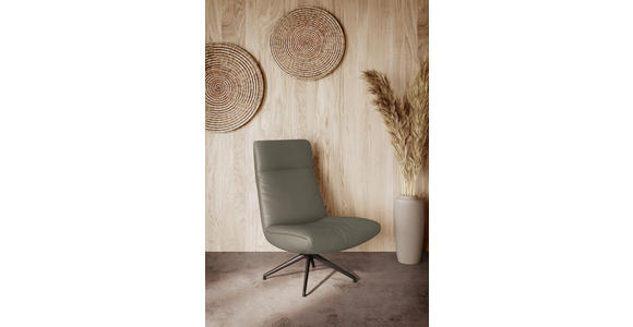 SESSEL in Echtleder Cappuccino - Schwarz/Cappuccino, MODERN, Leder/Metall (74/105/92cm) - Johann Jakob