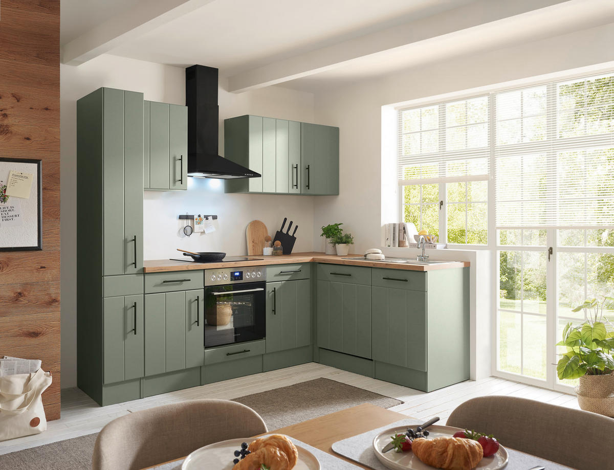 HÖRNKÖK 250/172 cm  i vildek, vassgrön  - vassgrön/vildek, Trend, metall/trämaterial (250/172cm) - Respekta