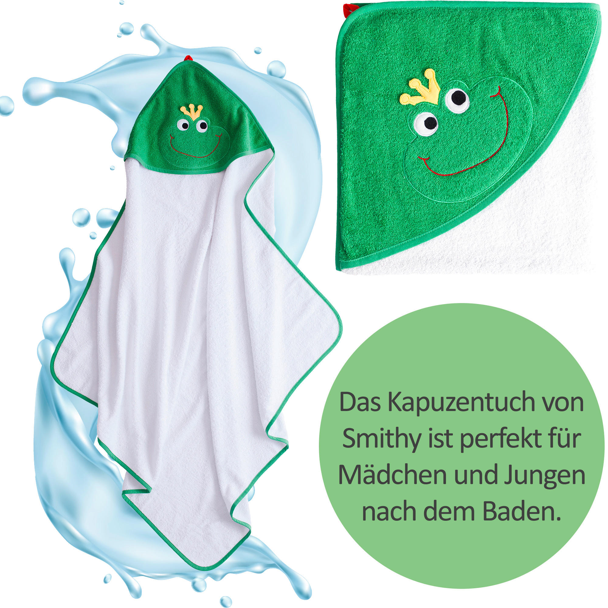 KAPUZENBADETUCH 100/100 cm    - Grün, Basics, Textil (100/100cm)