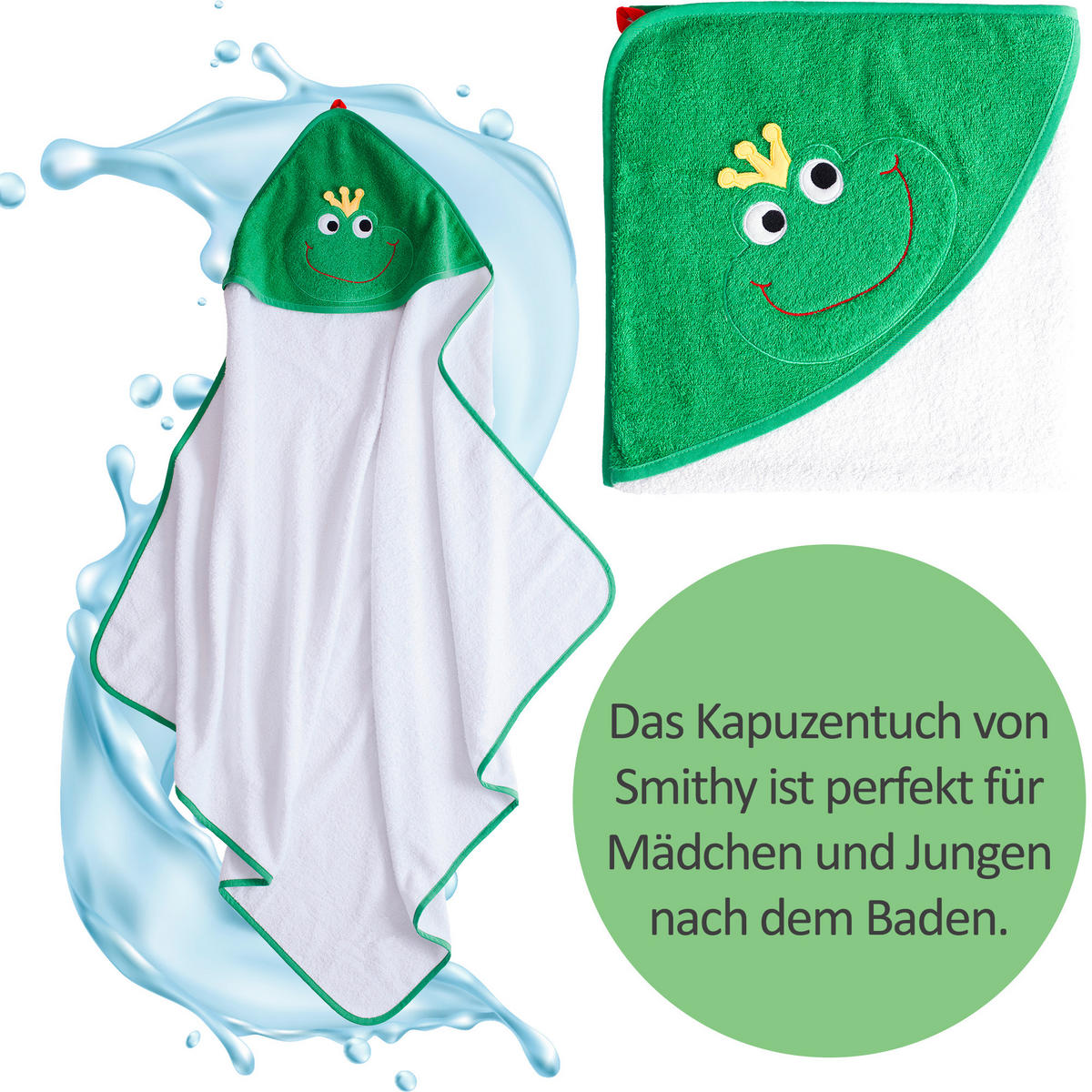 KAPUZENBADETUCH 100/100 cm    - Grün, Basics, Textil (100/100cm)