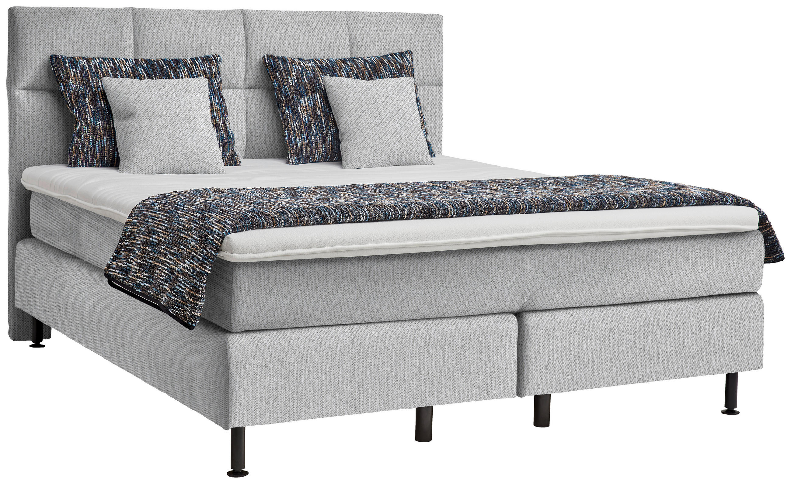 BOXSPRINGBETT 160/200 cm  in Ecru  - Ecru/Schwarz, Design, Kunststoff/Textil (160/200cm) - Beldomo - Sleep