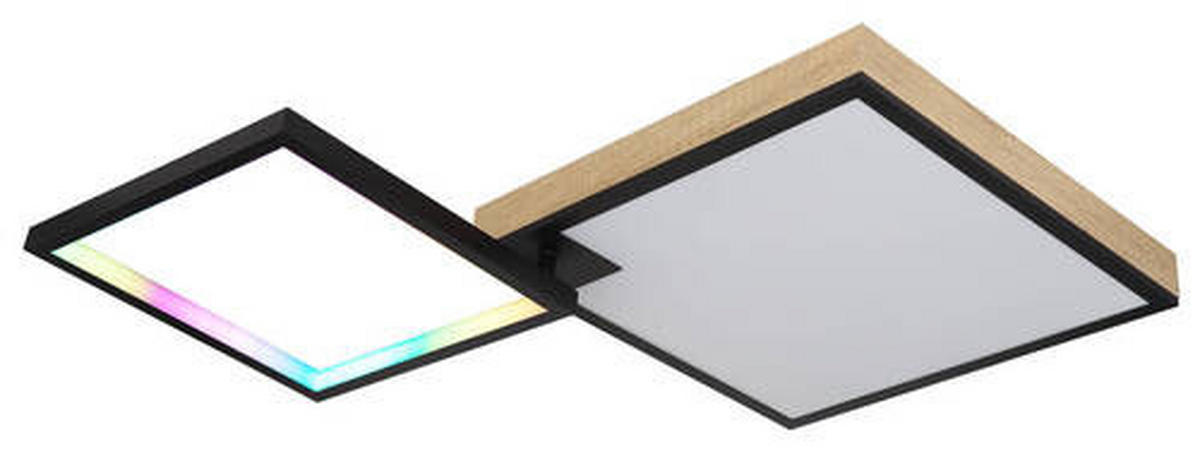 LED-TAKLAMPA 40 W 85,5/55/10 cm  - opal/svart, Design, metall/trämaterial (85,5/55/10cm) - Globo