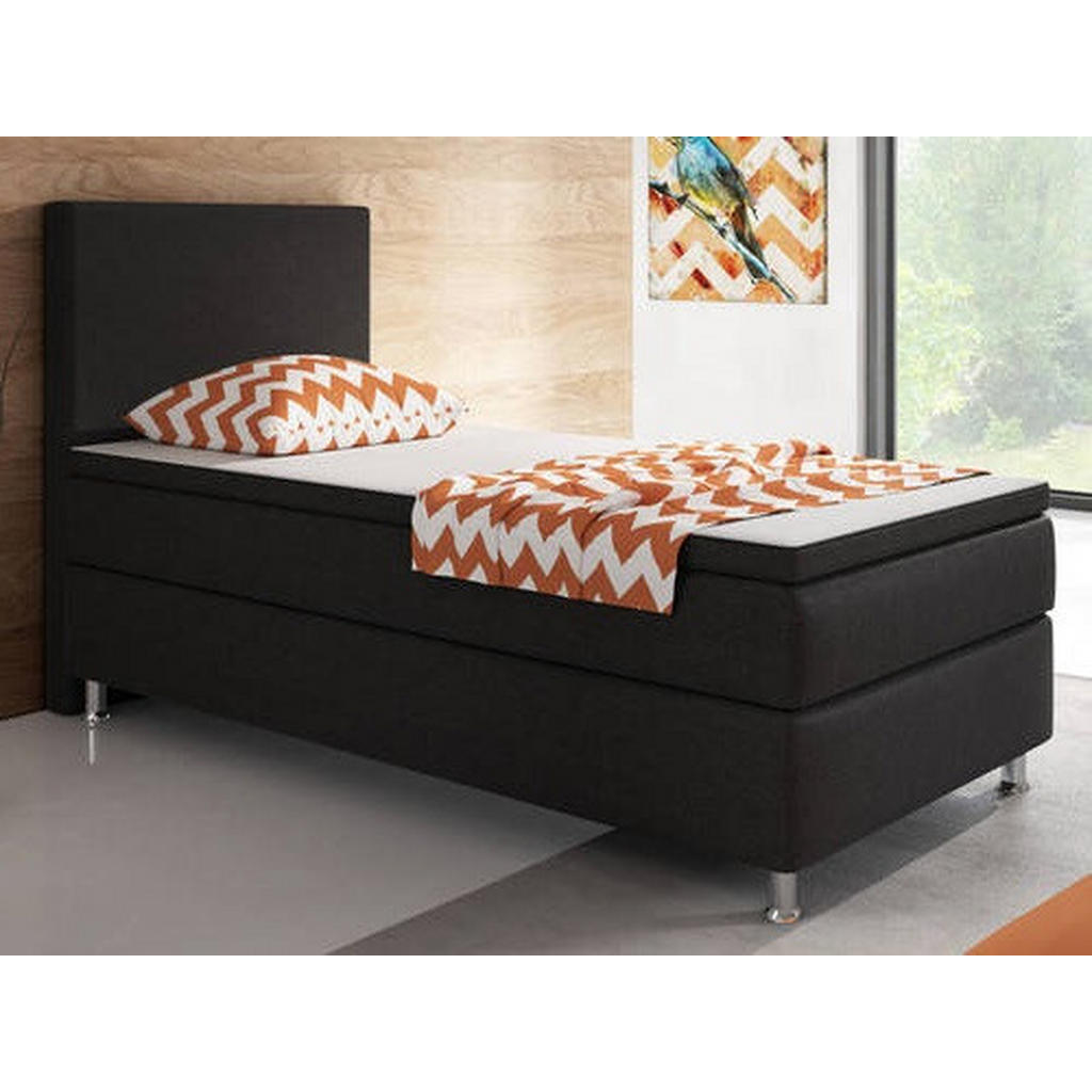 Thumbnail - Mid.you Boxspringbett, Schwarz, Textil, H3, 7-Zonen, Höhe ca. 19 cm, 90x200 cm, Oeko-Tex® Standard 100, Matratze, gepols...