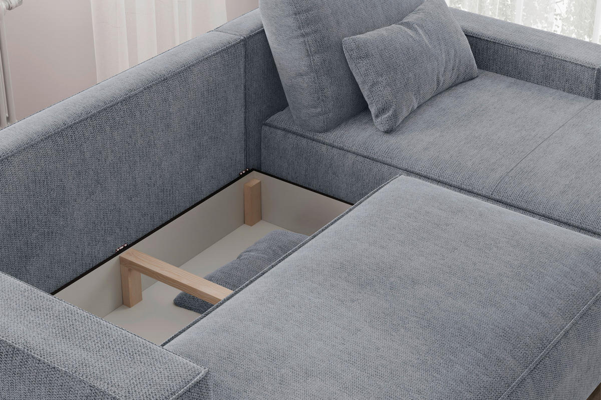 ECKSCHLAFSOFA  mit seitenverkehrt erhältlich, Rücken echt Chenille Anthrazit  - Anthrazit/Schwarz, MODERN, Kunststoff/Textil (247/154cm) - Livetastic