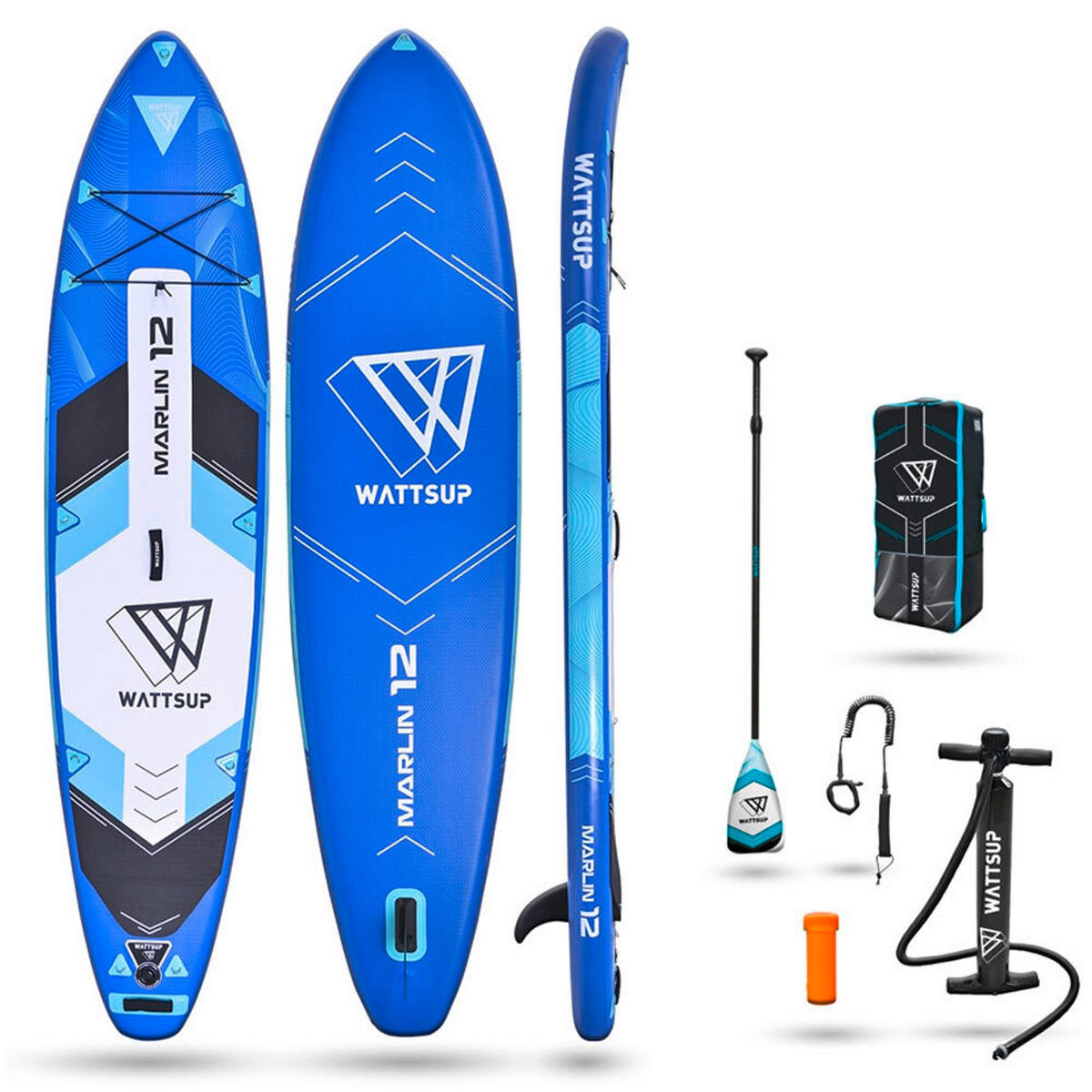 STAND-UP PADDLE BOARD WATTSUP MARLIN 12  - Blau/Schwarz, Basics, Kunststoff (365/15/81cm)