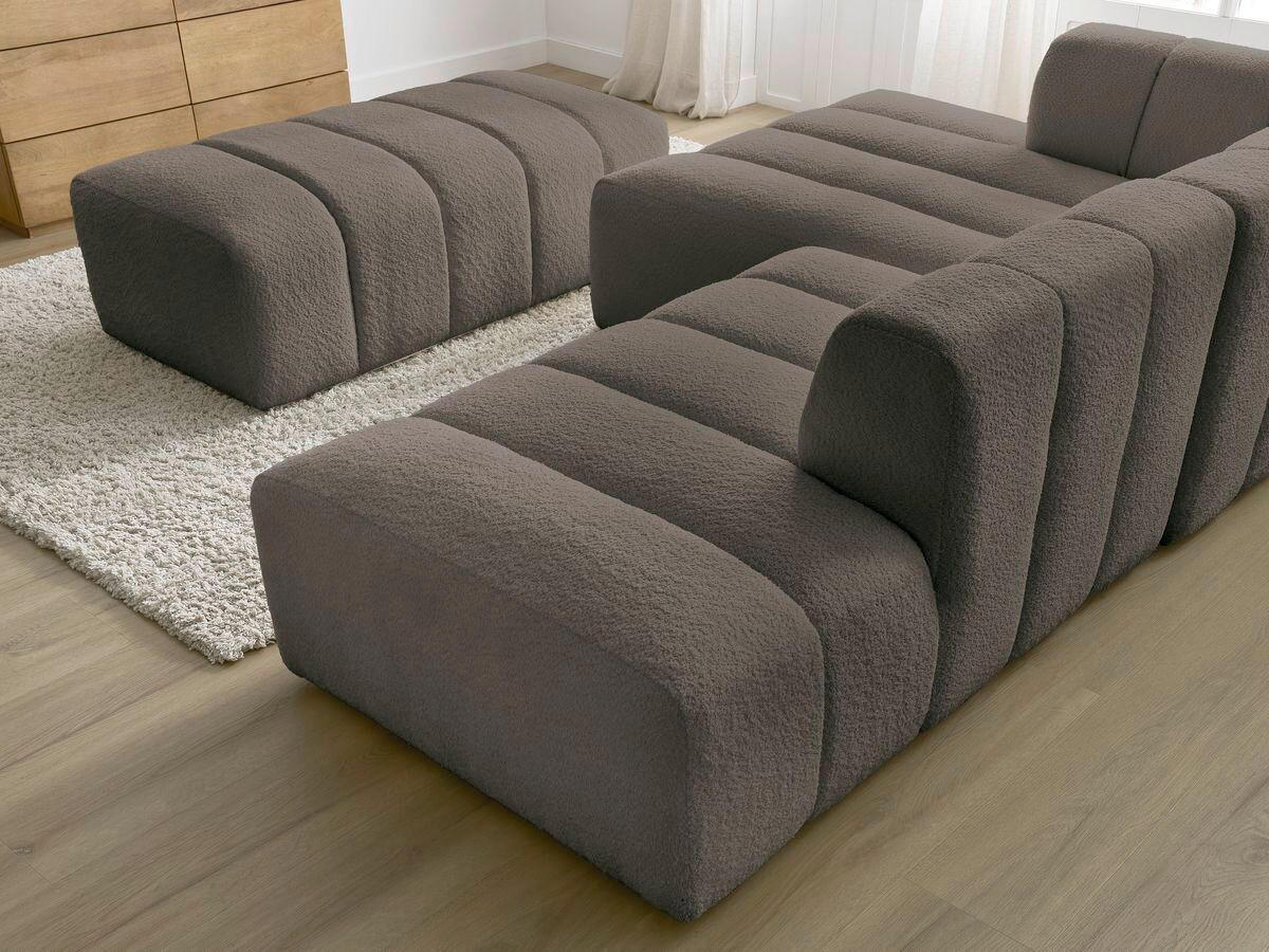ECKSOFA Ottomane links  ANNECY Taupe Bouclé  - Taupe/Schwarz, MODERN, Kunststoff/Textil (170/262cm)