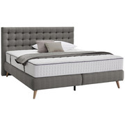 POSTEL BOXSPRING, 160/200 cm, textil, světle šedá - světle šedá/přírodní barvy, Design, dřevo/textil (160/200cm) - Carryhome