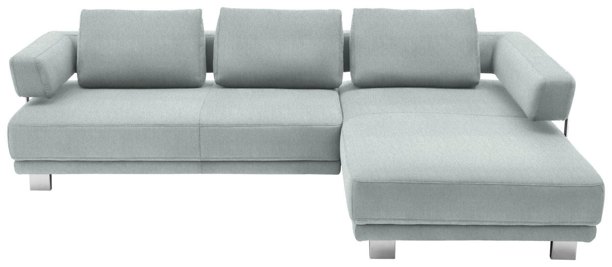 ECKSOFA in Chenille Salbeigrün  - Chromfarben/Salbeigrün, Natur, Textil/Metall (297/214cm) - Valdera