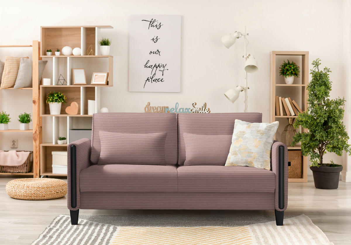 SCHLAFSOFA in Holz, Textil Schwarz, Altrosa  - Schwarz/Altrosa, Design, Holz/Textil (174/88/104cm) - Niels Andersson