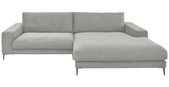 ECKSOFA Ottomane rechts  Hellgrau Feincord  - Hellgrau/Schwarz, Design, Textil/Metall (293/207cm) - Dieter Knoll