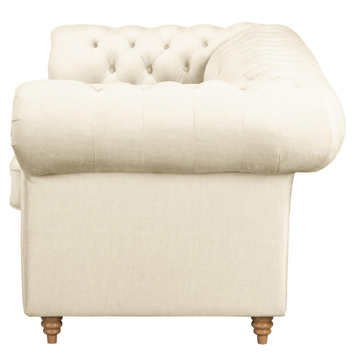 2-SITZER-SOFA Laura in Mikrofaser Creme  - Creme/Braun, Design, Holz/Textil (190/75/91cm) - P & B