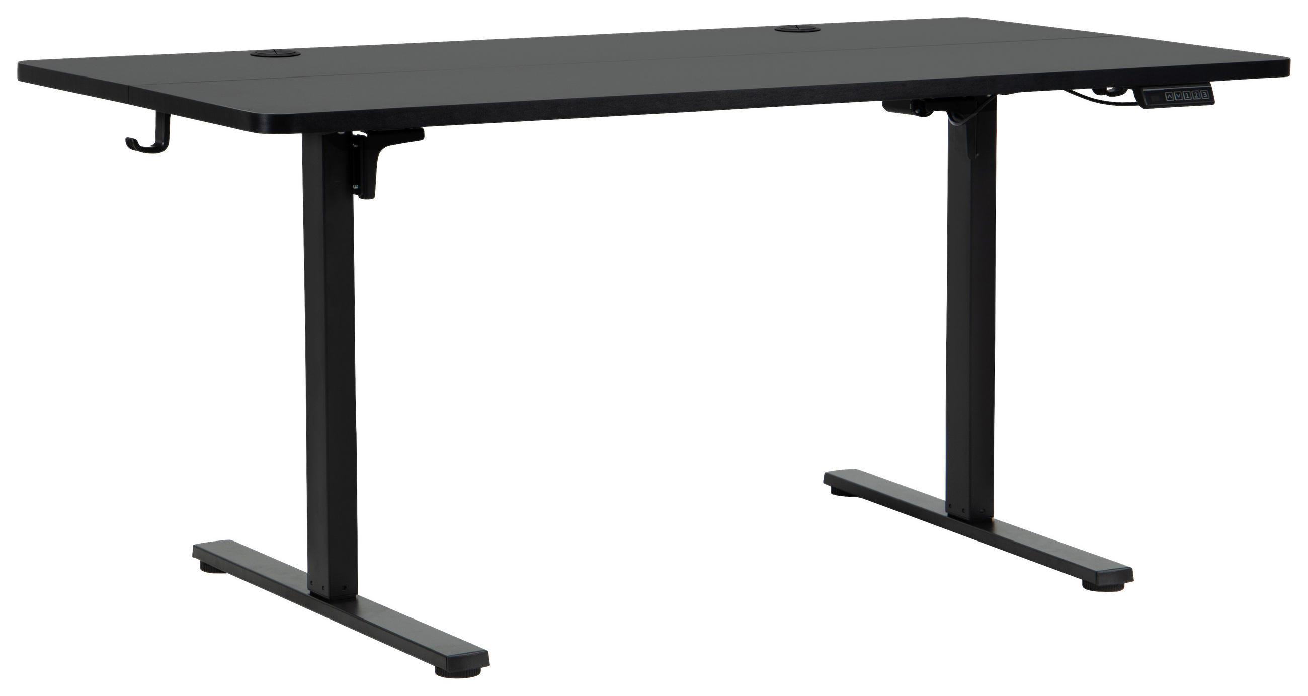 SCHREIBTISCH 160/80/72/118 cm Schwarz elektrisch höhenverstellbar  - Schwarz, MODERN, Holzwerkstoff/Metall (160/80/72/118cm) - Livetastic