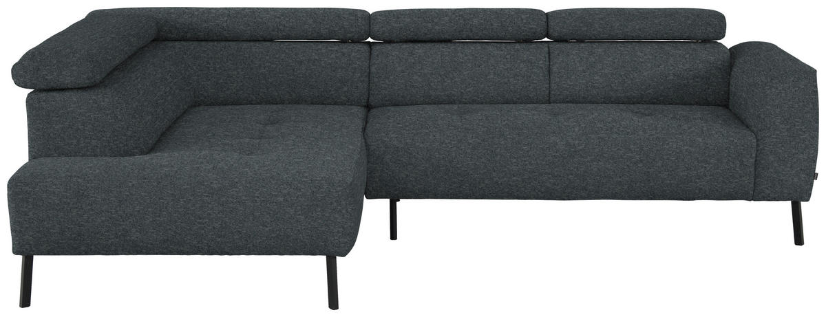 ECKSOFA in Chenille Grau  205/280 cm  - Schwarz/Grau, Design, Textil/Metall (205/280cm) - Xora