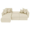 ECKSOFA Beige Cord  - Chromfarben/Beige, KONVENTIONELL, Kunststoff/Textil (195/293cm) - Carryhome