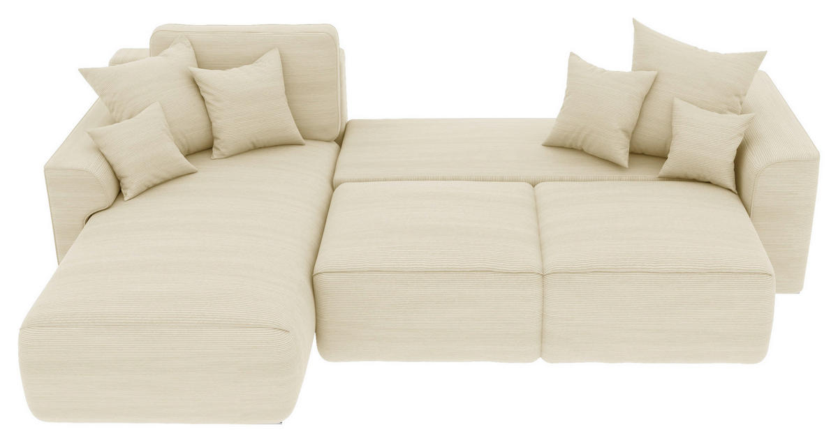 ECKSOFA in Cord Beige  - Chromfarben/Beige, Konventionell, Kunststoff/Textil (195/293cm) - MID.YOU