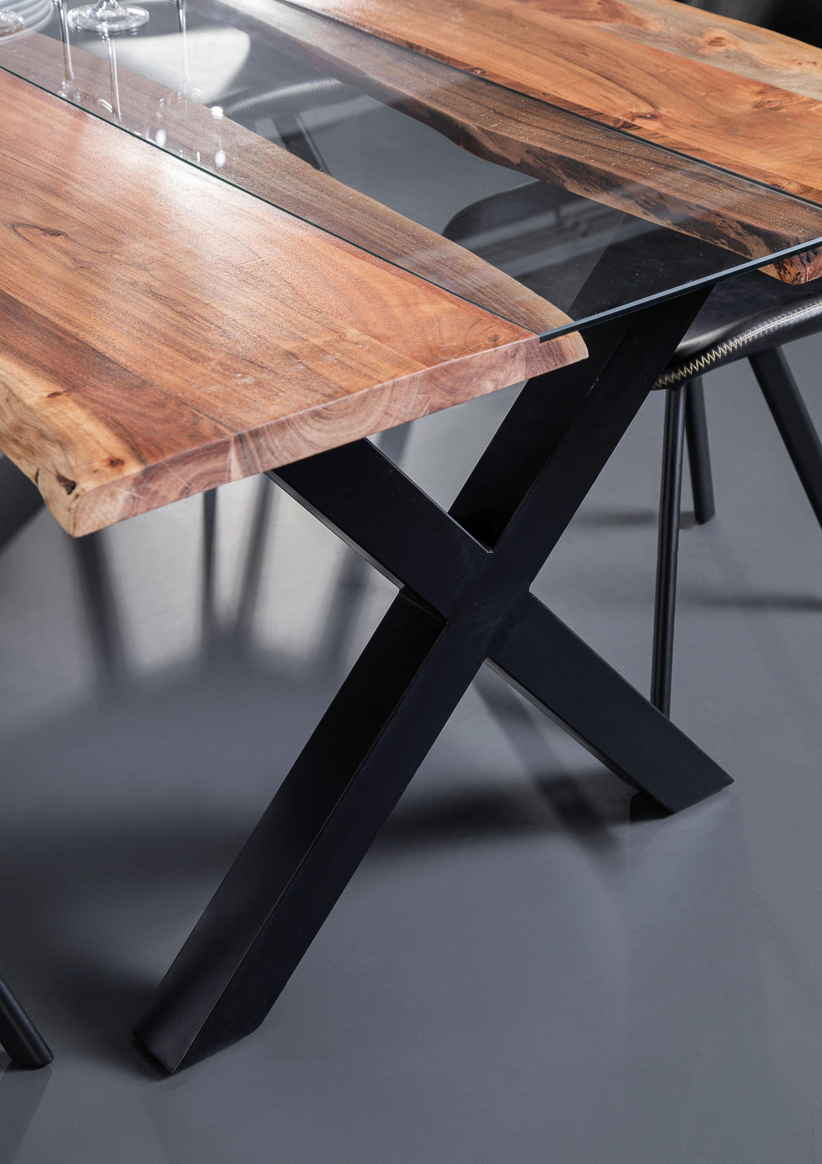 MASĂ din lemn, metal 180/100/78 cm   - culoare natur/negru, Konventionell, lemn/metal (180/100/78cm) - Hom`in