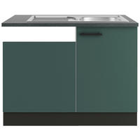SPÜLENUNTERSCHRANK 110/84,8/60 cm  in Anthrazit, Dunkelgrün  - Dunkelgrün/Anthrazit, Basics, Holzwerkstoff/Metall (110/84,8/60cm) - Optifit