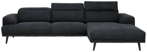ECKSOFA Schwarz Struktur  - Dunkelbraun/Schwarz, Design, Holz/Textil (292/169cm) - Lomoco