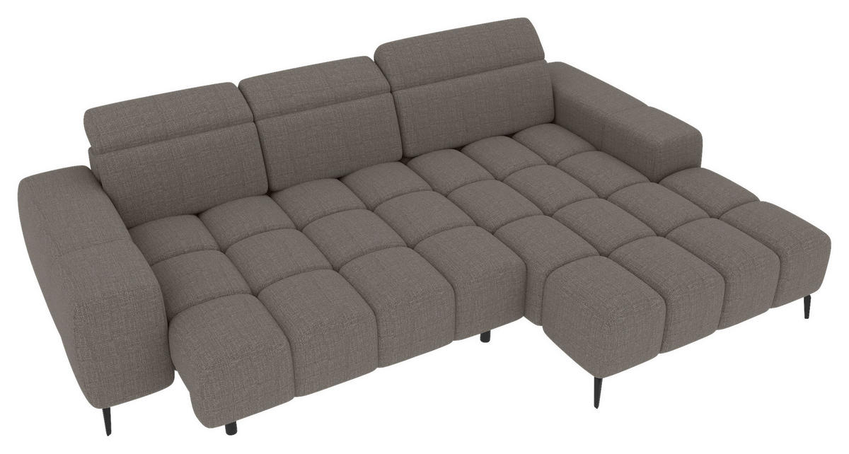 ECKSOFA Taupe Flachgewebe Rücken echt, Kopfteilverstellung, Sitztiefenverstellung  - Taupe/Schwarz, KONVENTIONELL, Kunststoff/Textil (273/171cm) - Carryhome