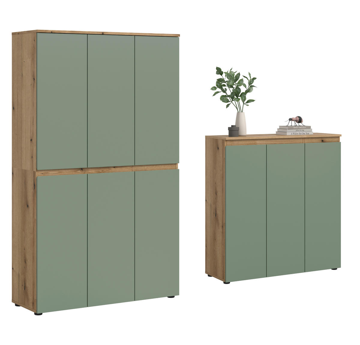 GARDEROBENSCHRANK  in 235/175/37 cm  - Eichefarben/Schwarz, Design, Holzwerkstoff/Kunststoff (235/175/37cm) - Livetastic