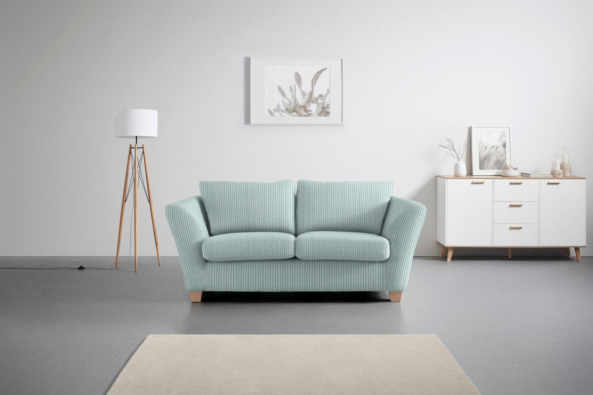2-SITZER-SOFA in Cord Hellblau  - Naturfarben/Hellblau, Holz/Textil (190/70-85/95cm) - MID.YOU