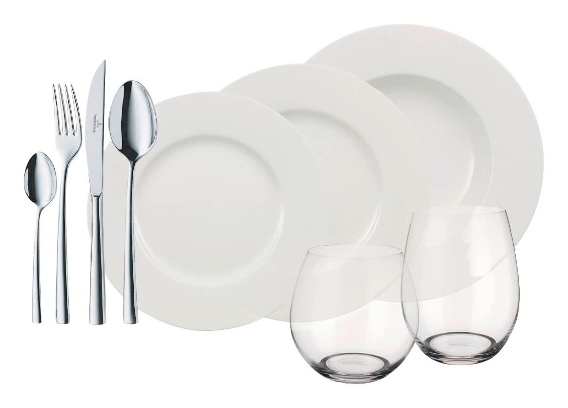 KOMBINOVANÝ SERVIS, 36-dielne, porcelán - biela, Basics, kov/sklo - Villeroy & Boch