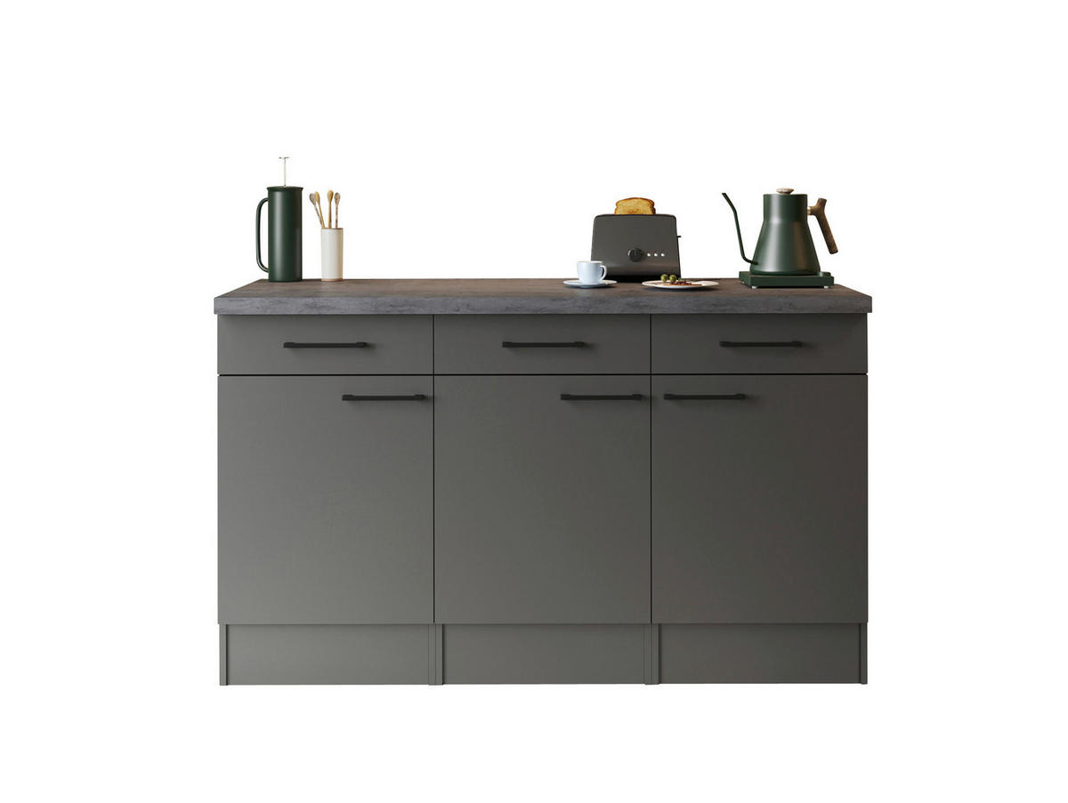 Corp Inferior De Bucătărie 150/90/60 cm   - negru/gri, Trend, metal/material pe bază de lemn (150/90/60cm) - Respekta