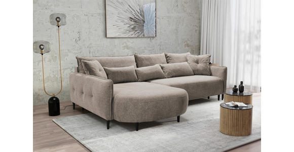 ECKSOFA Taupe Chenille  - Taupe/Schwarz, MODERN, Textil/Metall (200/285cm) - Carryhome