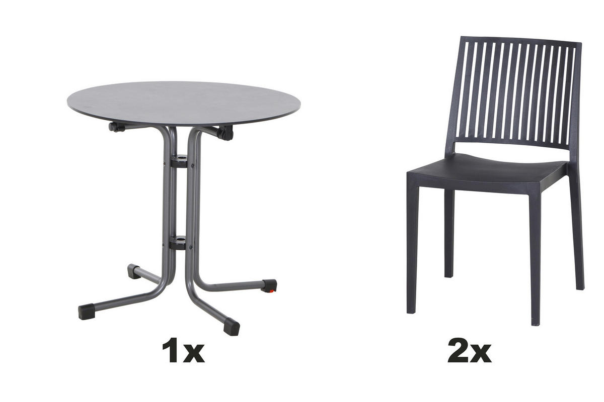 GARTENGARNITUR 3-teilig  - Anthrazit, Basics, Holzwerkstoff/Kunststoff (57/80/56cm) - Siena Garden