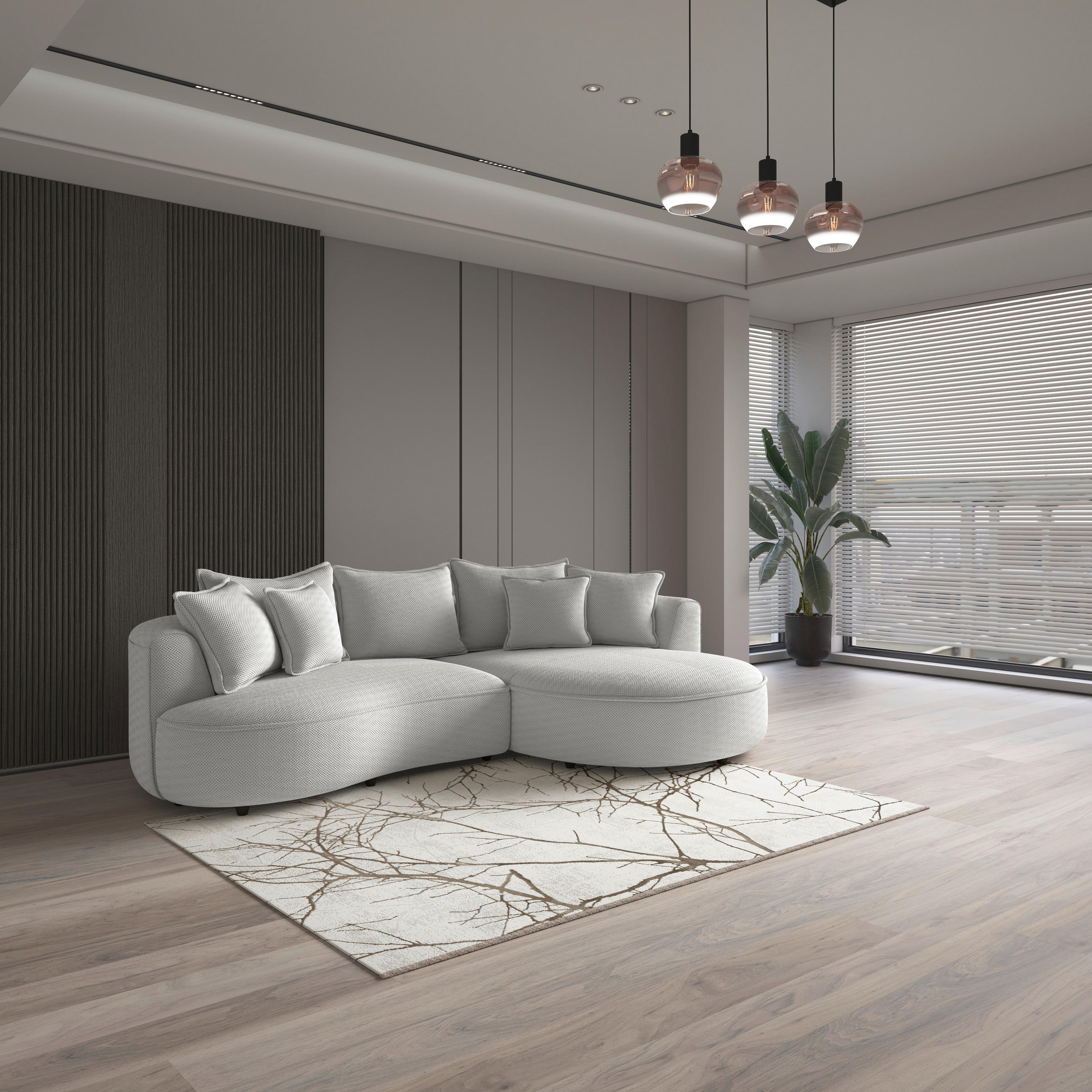 ECKSOFA LEVI Beige Velours, Struktur  - Beige/Schwarz, MODERN, Kunststoff/Textil (287/168cm) - Livetastic