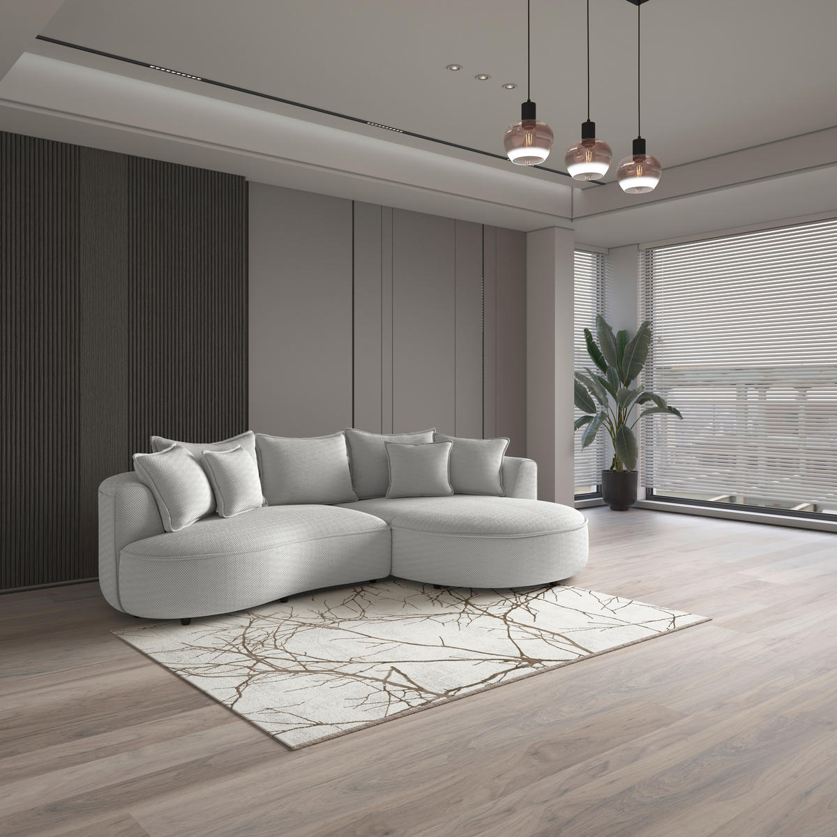 ECKSOFA in Velours, Struktur Beige  - Beige/Schwarz, Modern, Kunststoff/Textil (287/168cm) - Livetastic
