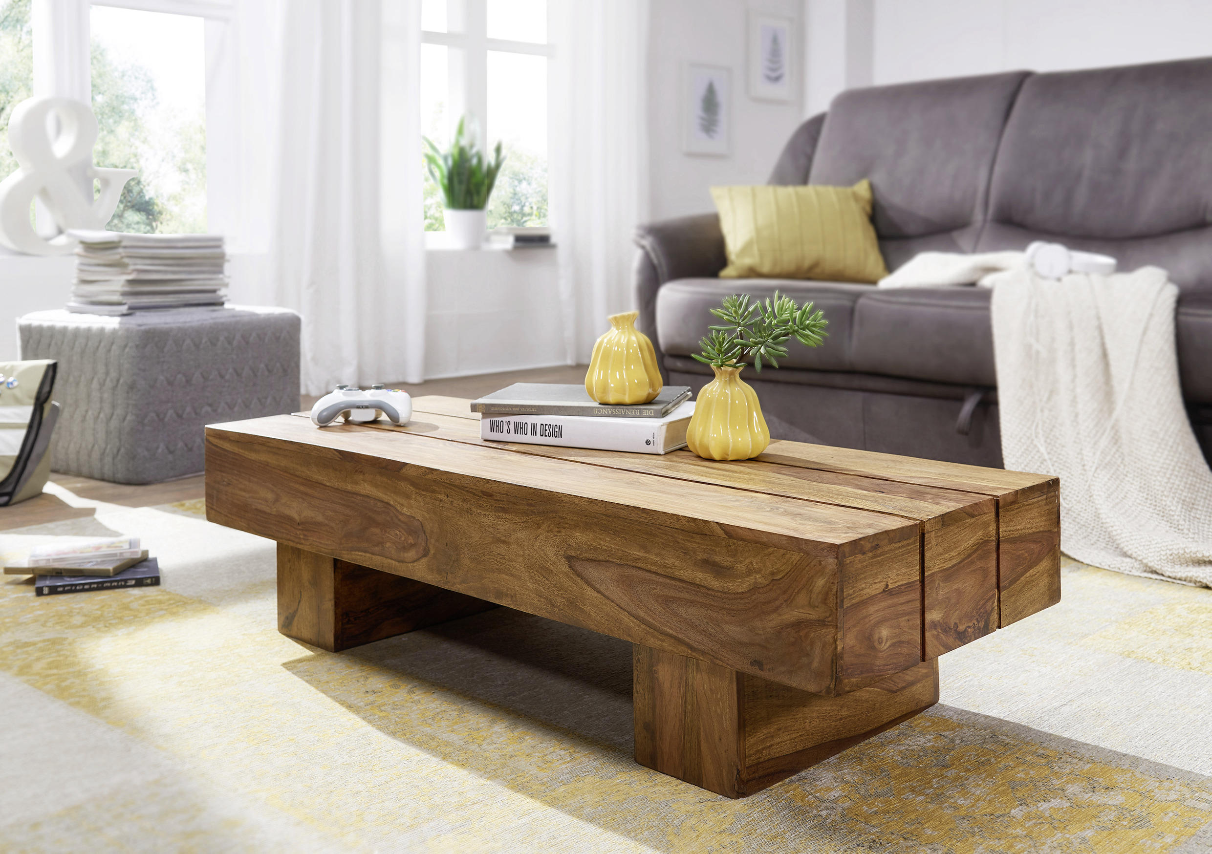COUCHTISCH Sheesham massiv rechteckig Sheeshamfarben  - Sheeshamfarben, Design, Holz (120/45cm) - MID.YOU