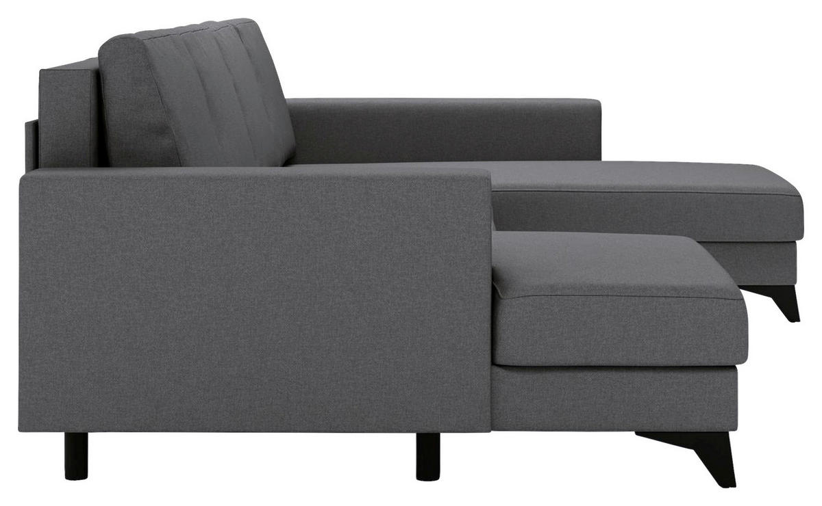 WOHNLANDSCHAFT in Flachgewebe Grau  - Schwarz/Grau, Design, Textil/Metall (156/339/190cm) - Livetastic