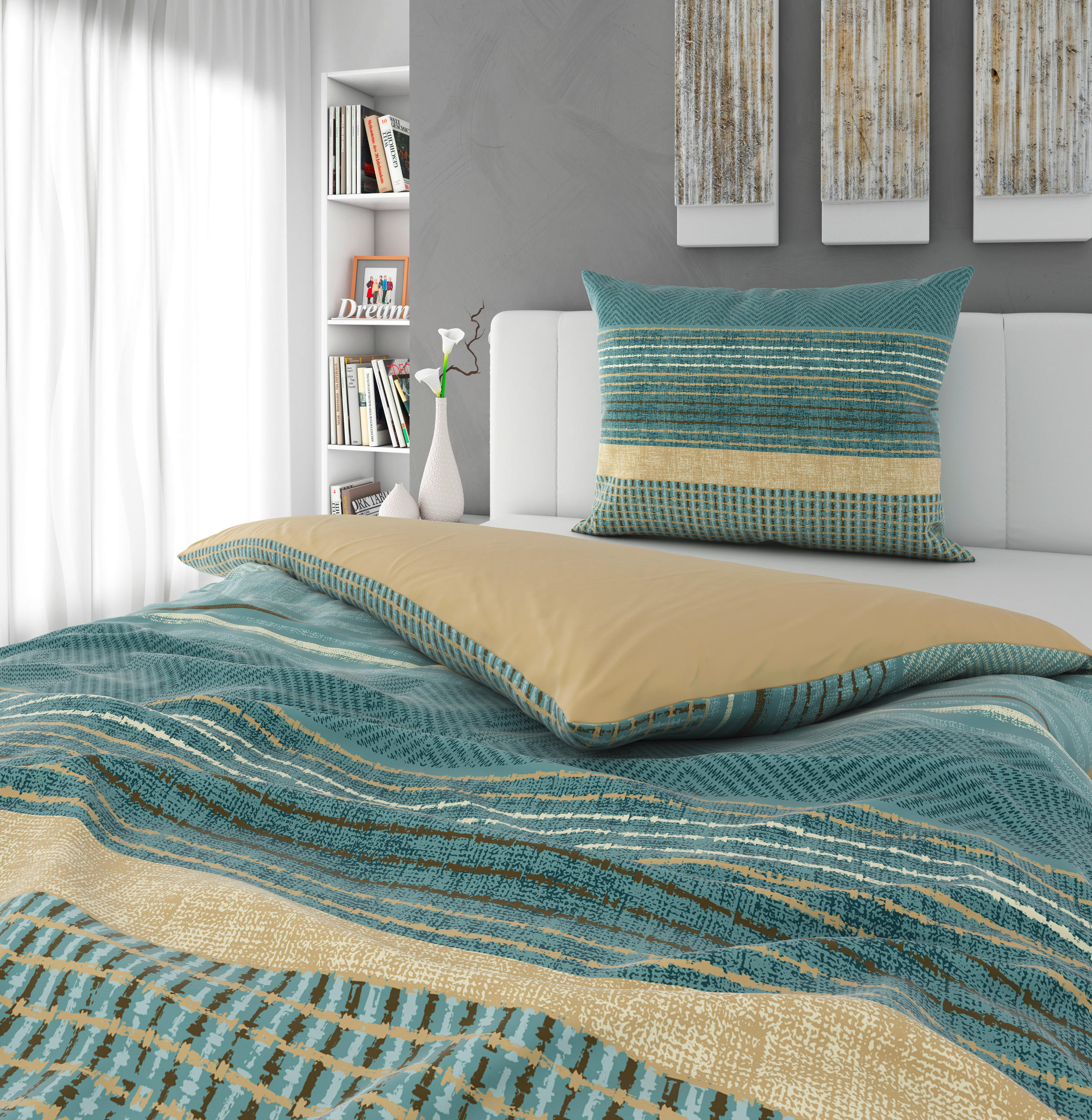 POSTELJINA 140/200 cm  DANIEL  - boje petroleja, Konvencionalno, tekstil (140/200cm) - Esposa