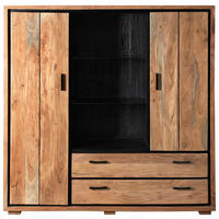 HIGHBOARD  in 145/150/40 cm  - Schwarz/Akaziefarben, LIFESTYLE, Glas/Holz (145/150/40cm) - Landscape
