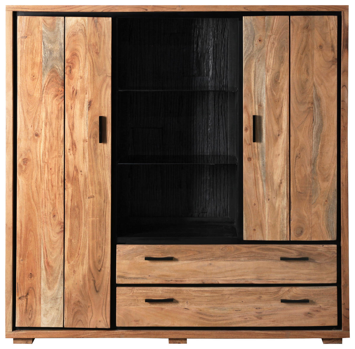 HIGHBOARD  in 145/150/40 cm  - Schwarz/Akaziefarben, LIFESTYLE, Glas/Holz (145/150/40cm) - Landscape