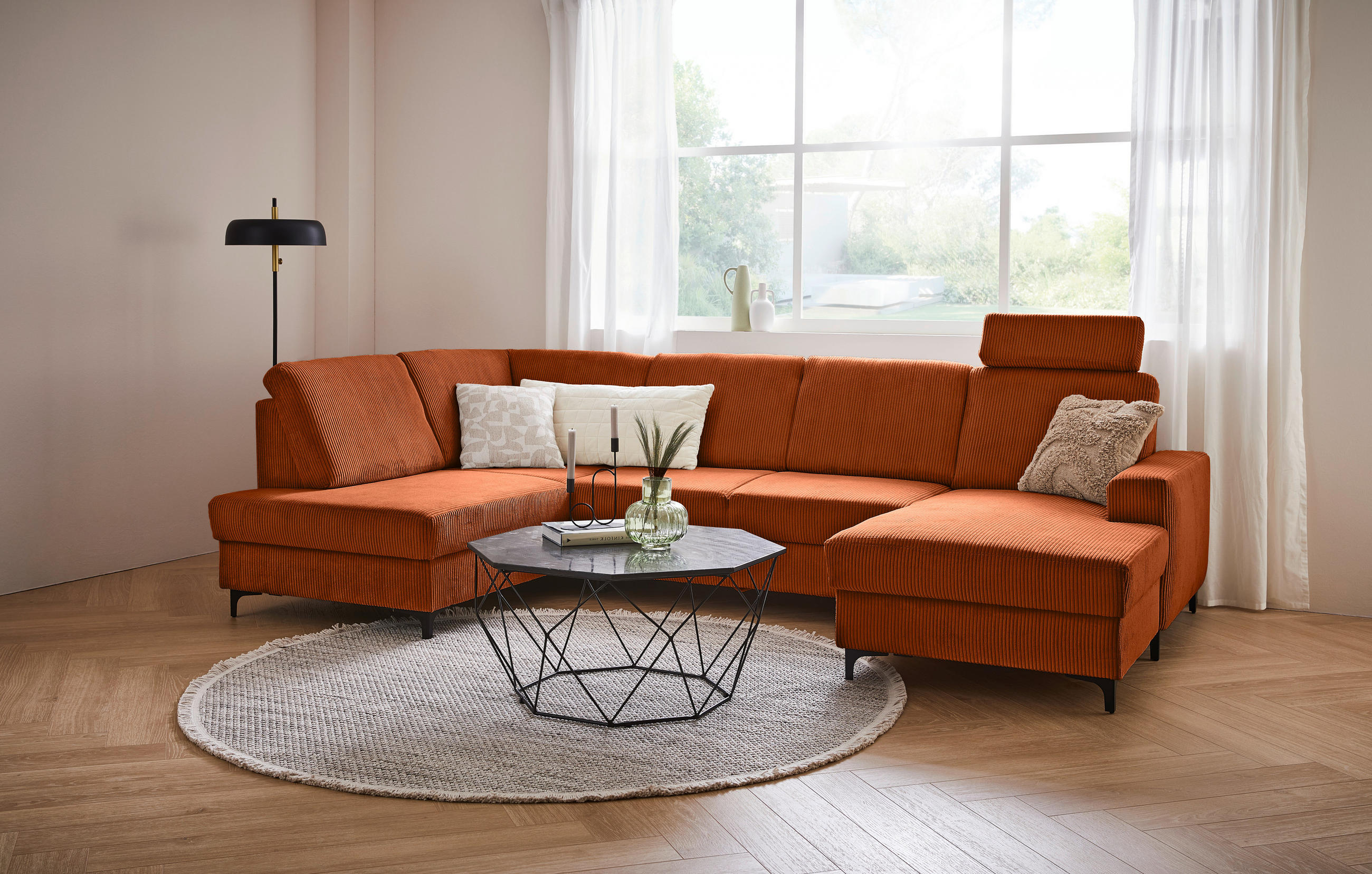 SOFFA i manchester terrakotta  - svart/terrakotta, Klassisk, metall/textil (185/317/167cm) - Livetastic