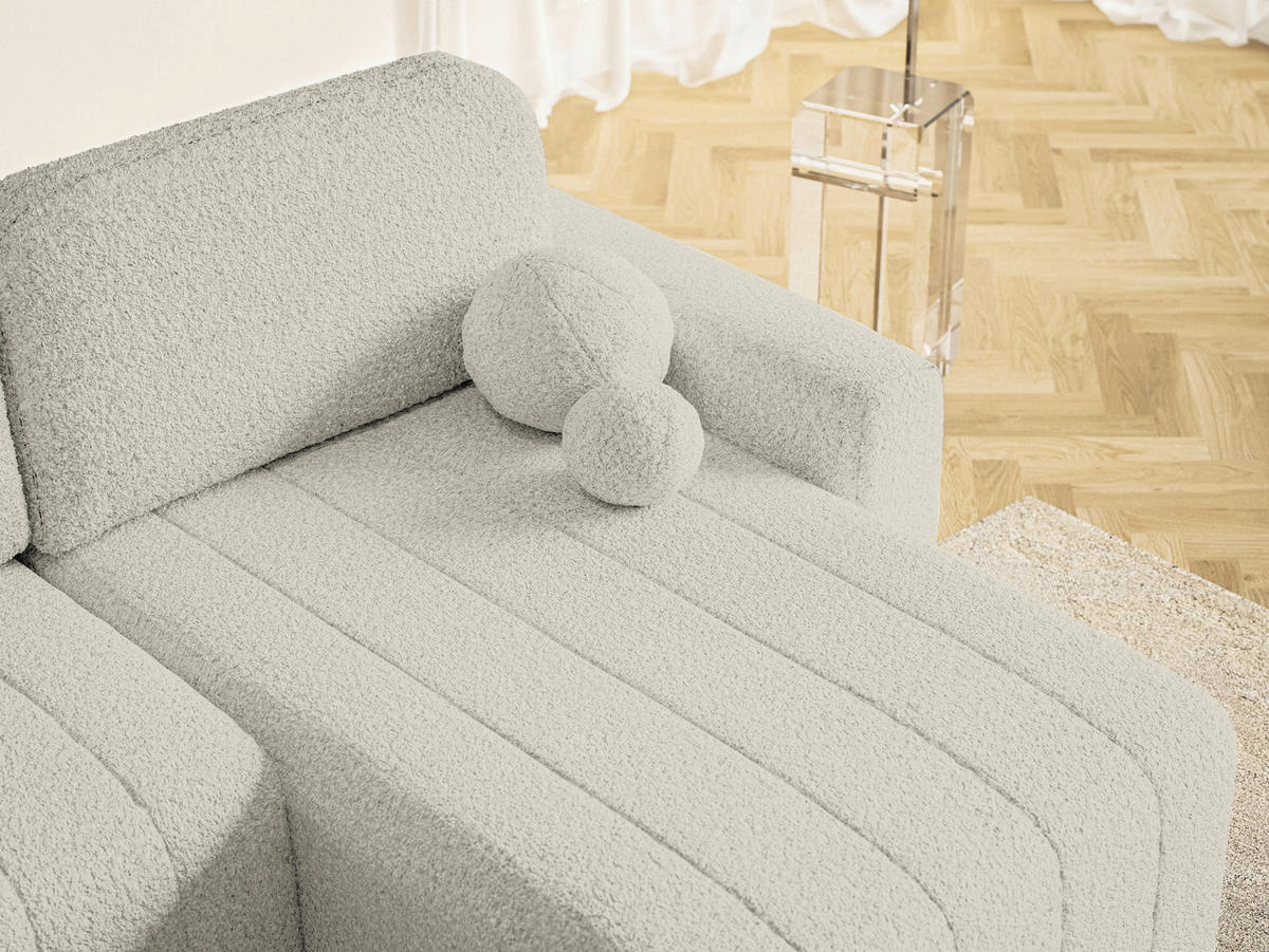 ECKSOFA LUNA Beige Struktur, Bouclé  - Beige/Schwarz, Basics, Kunststoff/Textil (260/161cm) - Livetastic