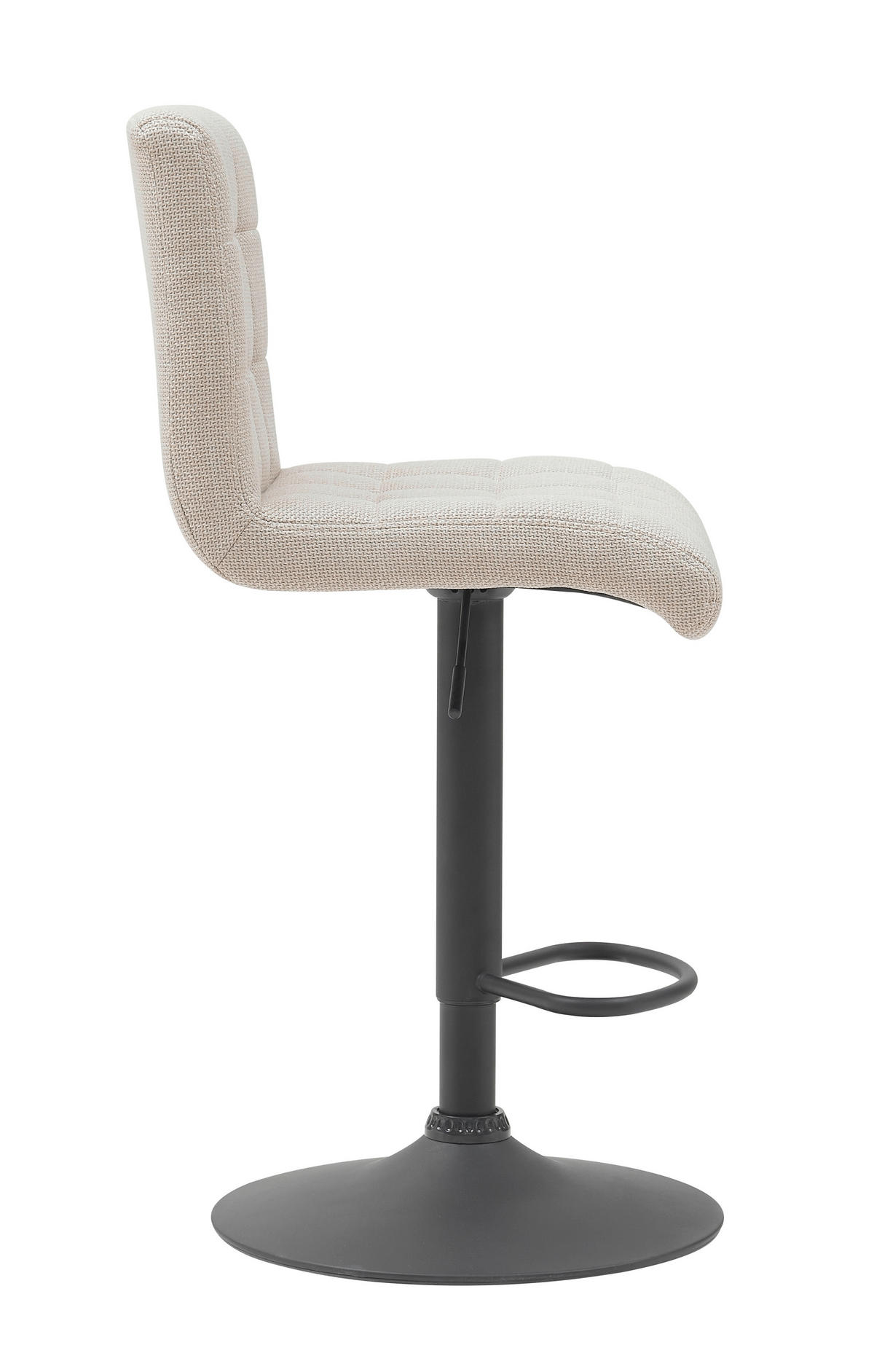 BARHOCKER-SET Webstoff, Mikrofaser Beige Stahl erweiterbar, Sitzfläche 360° drehbar  - Beige/Schwarz, MODERN, Textil/Metall (47/93-114/57cm) - MID.YOU